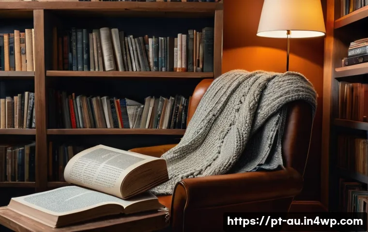 뉴아날로그 트렌드에서의 아날로그 감성 - A cozy vintage reading nook featuring a person holding a thick, well-worn hardcover book with textur...